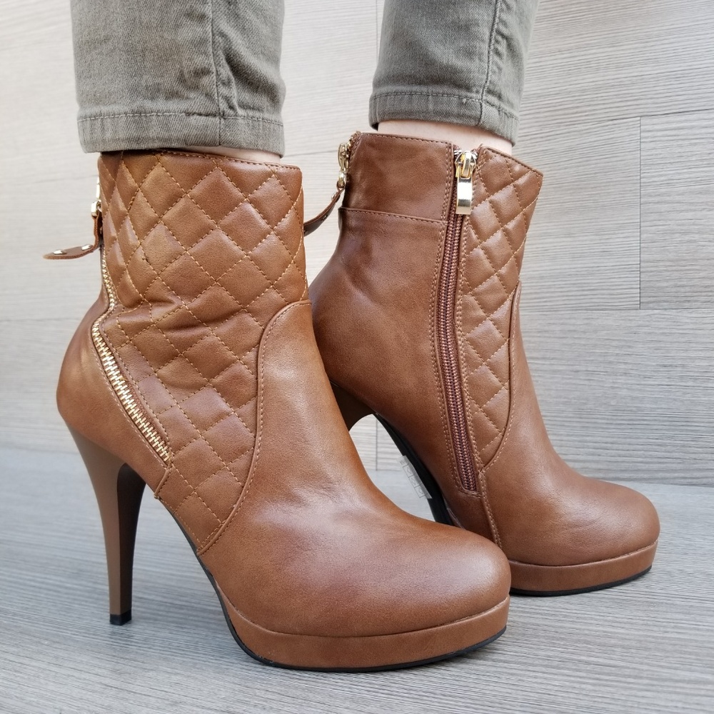 Platform High Heel Ankle Boots Fur inside-BB - Picture 2 of 8